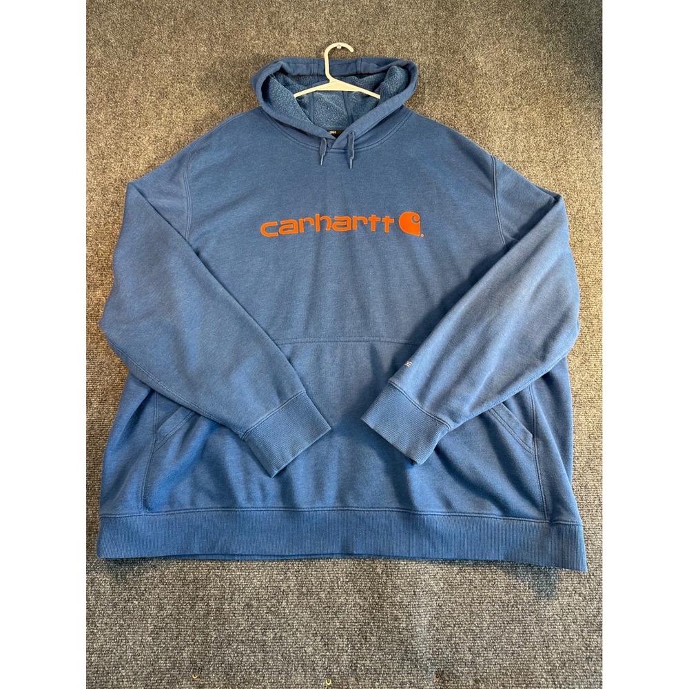 Carhartt Force Relaxed Fit Hoodie Mens 4XL Blue Orange Logo Graphic Sweatshirt